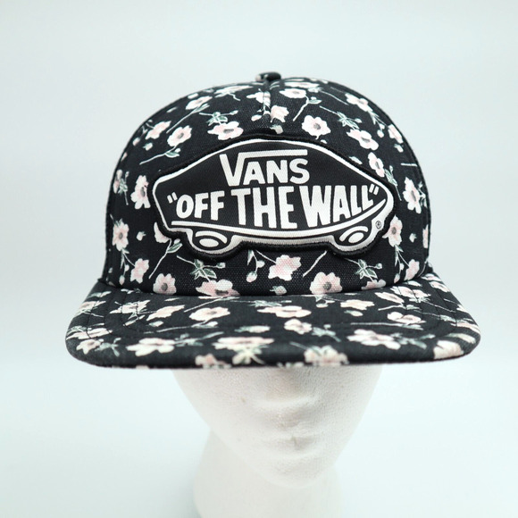 Vans Off The Wall Hat Flower Beach Womens Girls Trucker Snapback Black Pink - Picture 1 of 11